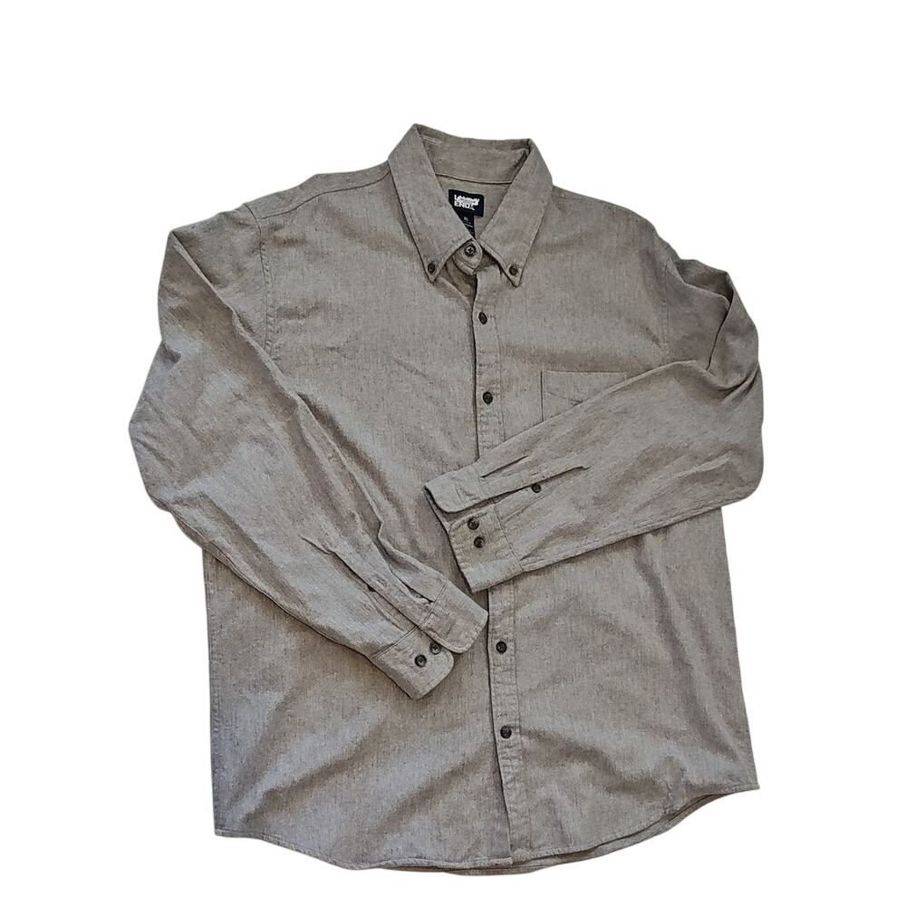 Lands End Mens XL Flannel Shirt Traditional Fit Tan Brown Cotton Button Down‎